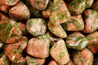 a pile of red and green rocks